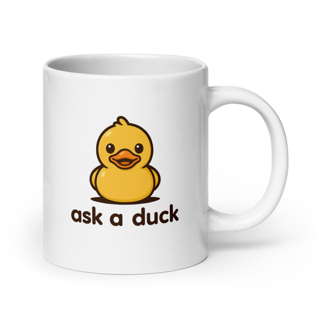 Ask a Duck - biały kubek IT z nadrukiem kaczki - Owlgorithm