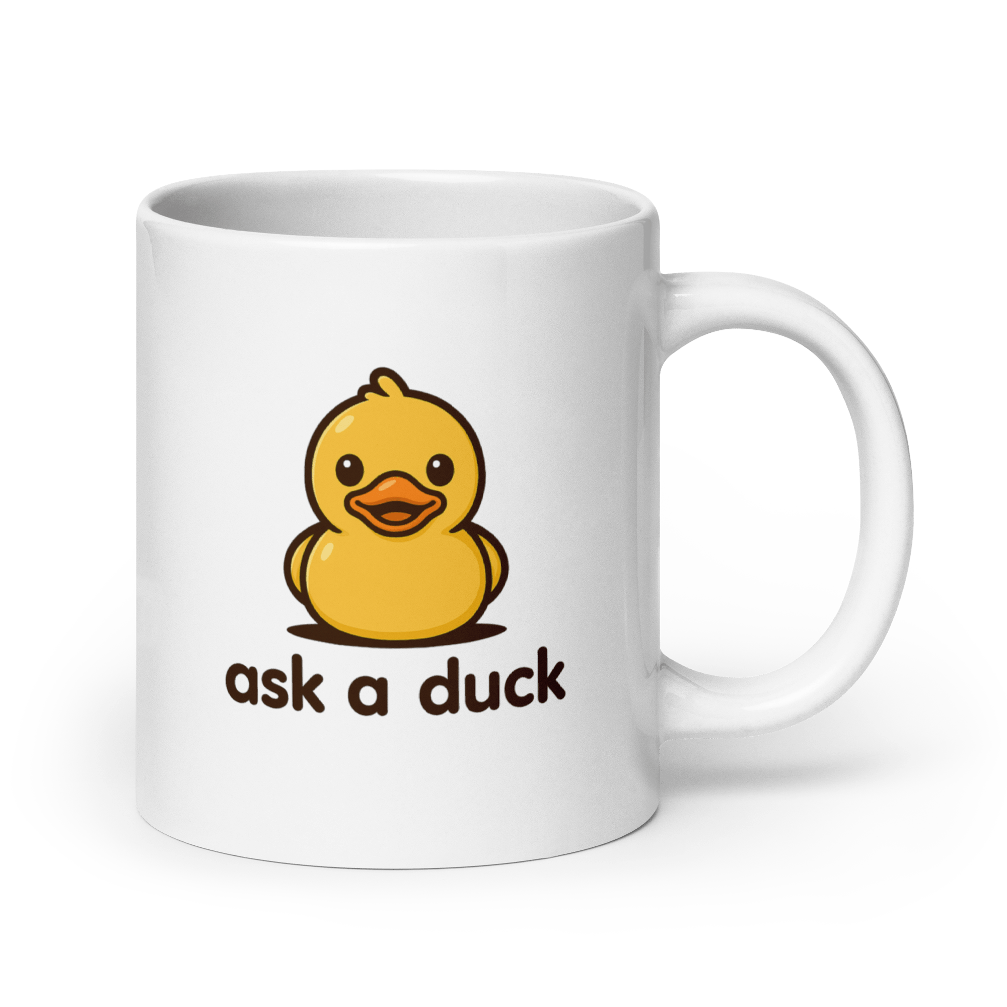 Ask a Duck - biały kubek IT z nadrukiem kaczki - Owlgorithm