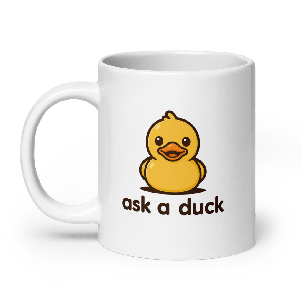 Ask a Duck - biały kubek IT z nadrukiem kaczki - Owlgorithm