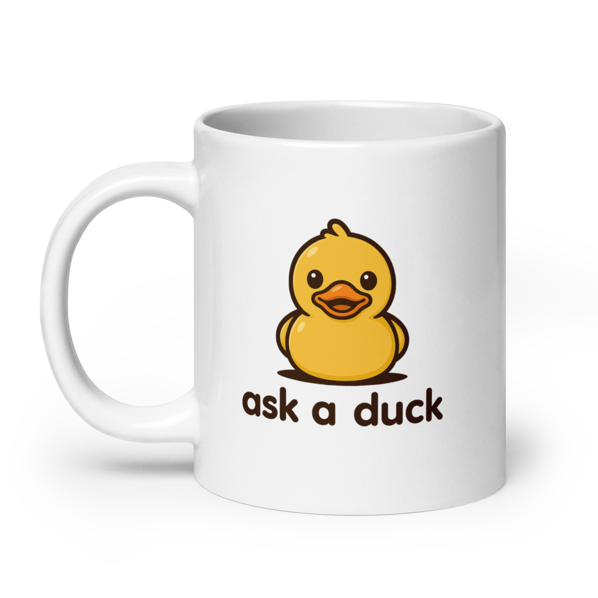 Ask a Duck - biały kubek IT z nadrukiem kaczki - Owlgorithm