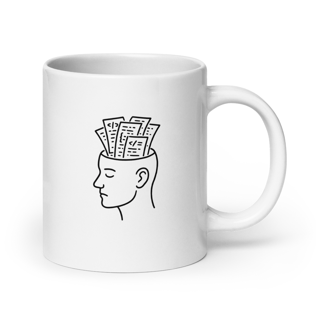 Brain - biały kubek dla programistów, kubek IT z motywem mózgu - Owlgorithm