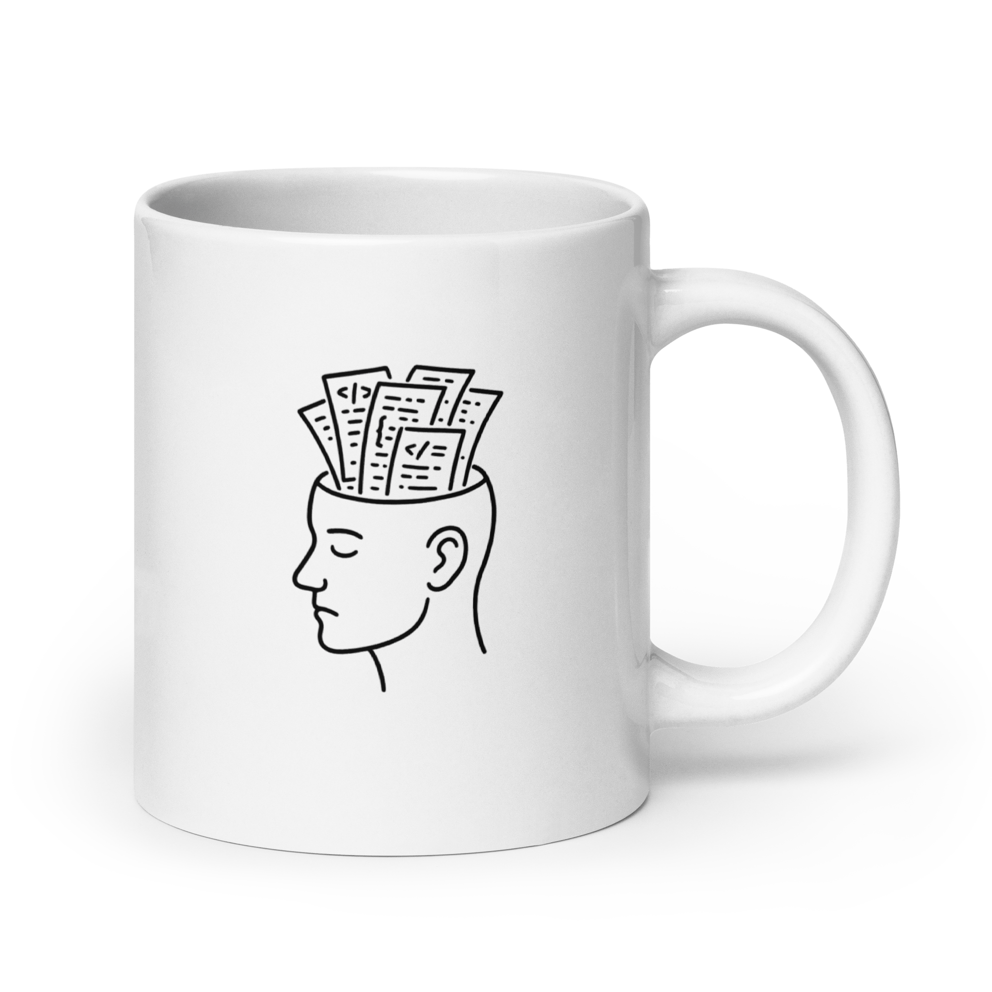 Brain - biały kubek dla programistów, kubek IT z motywem mózgu - Owlgorithm