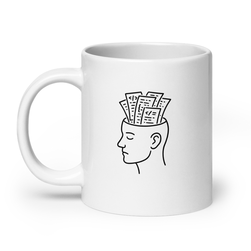 Brain - biały kubek dla programistów, kubek IT z motywem mózgu - Owlgorithm