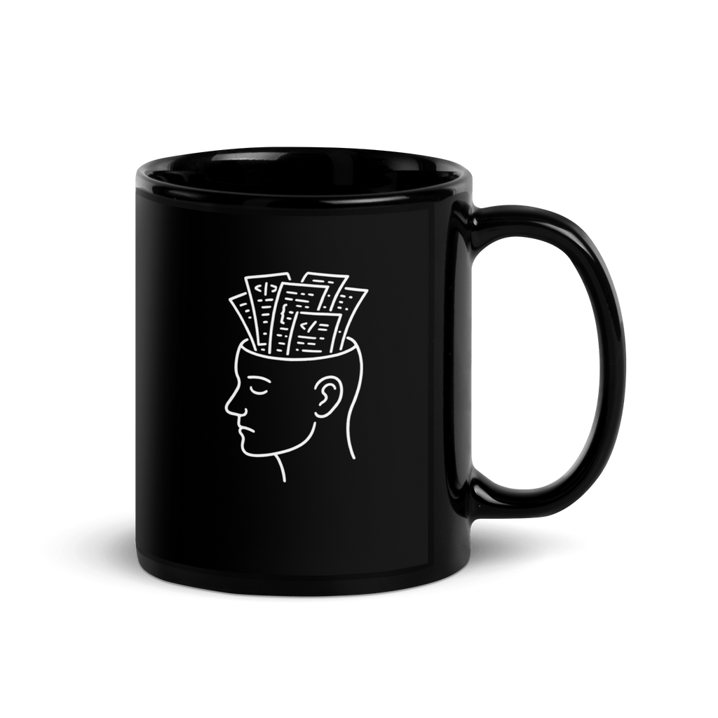 Brain - czarny kubek IT z motywem mózgu - Owlgorithm