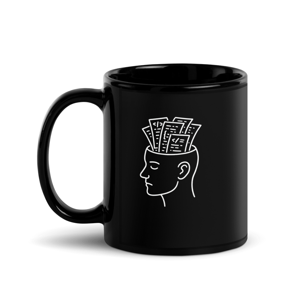 Brain - czarny kubek IT z motywem mózgu - Owlgorithm