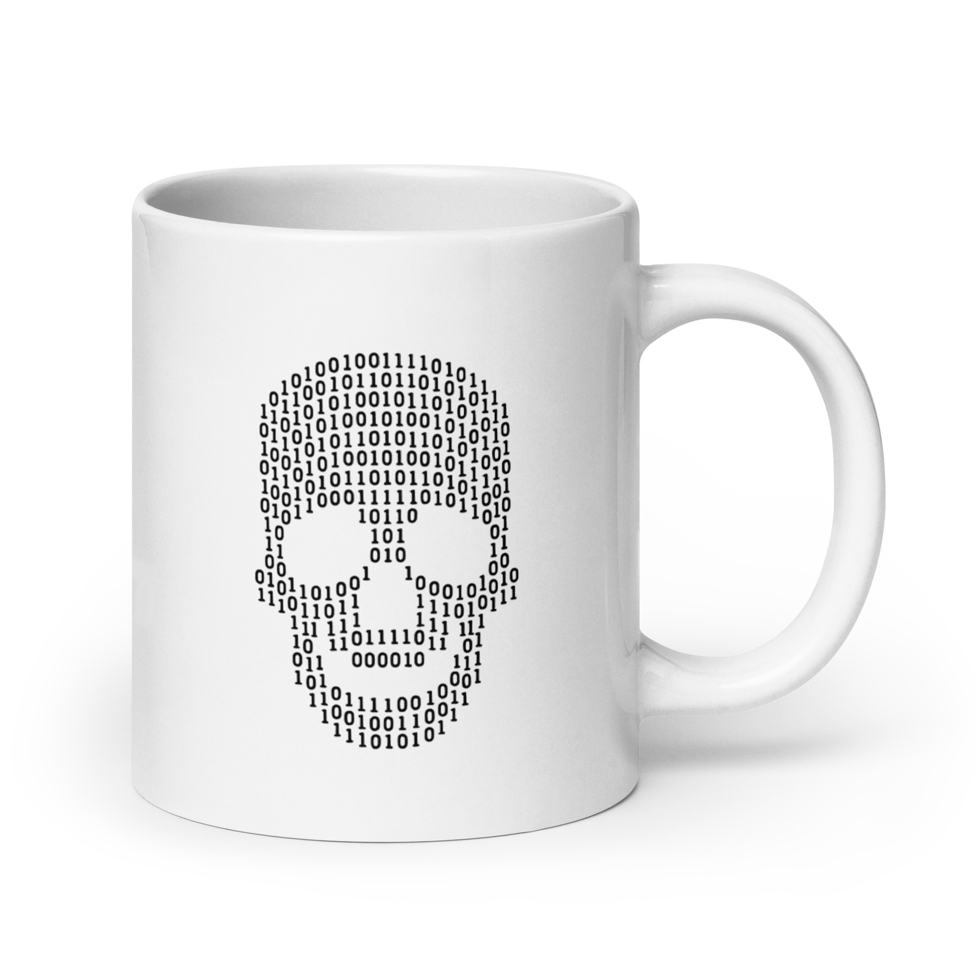 Czaszka - biały kubek IT, kubek programisty z motywem czaszki - Owlgorithm