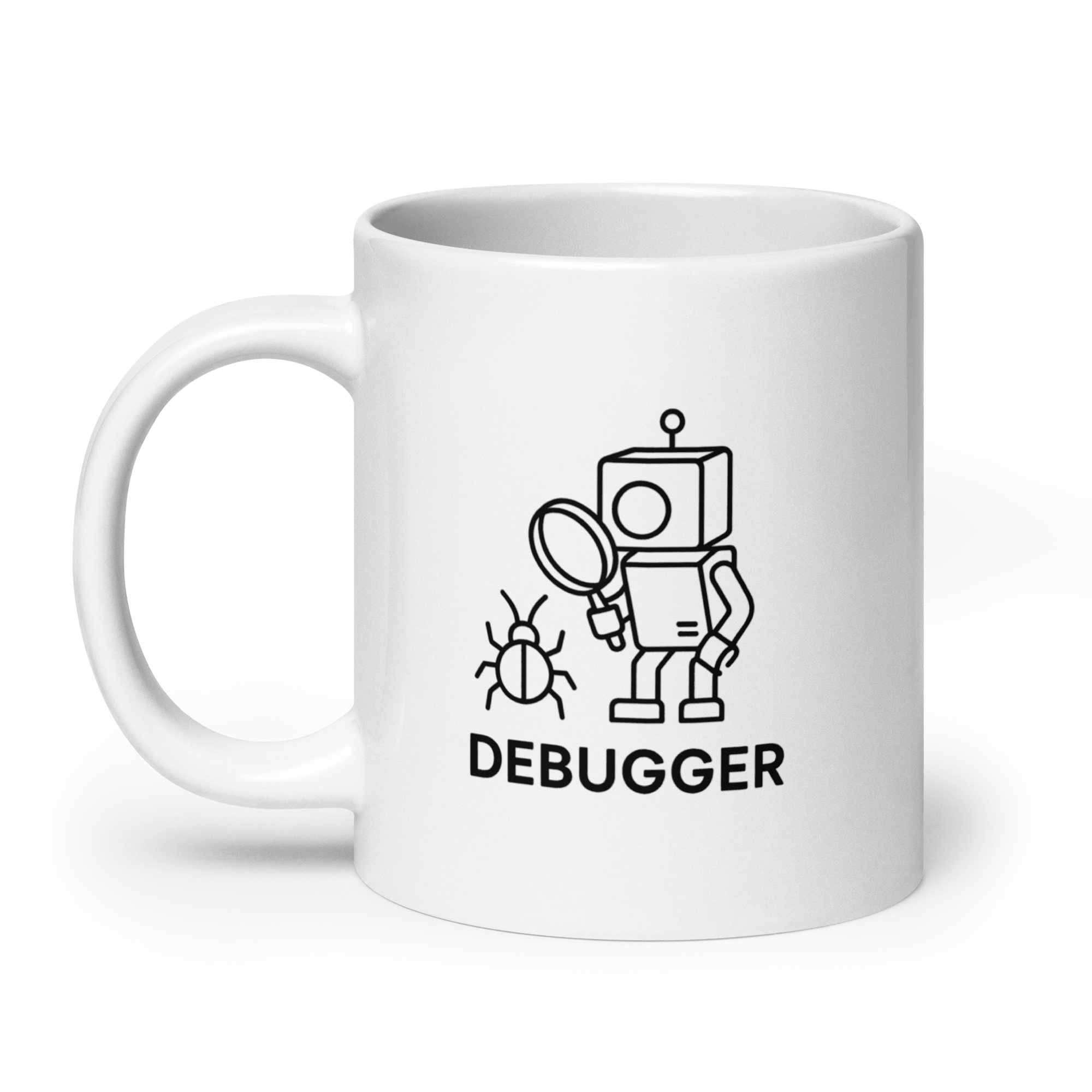 Debugger - biały kubek dla programistów z motywem kodu – Owlgorithm
