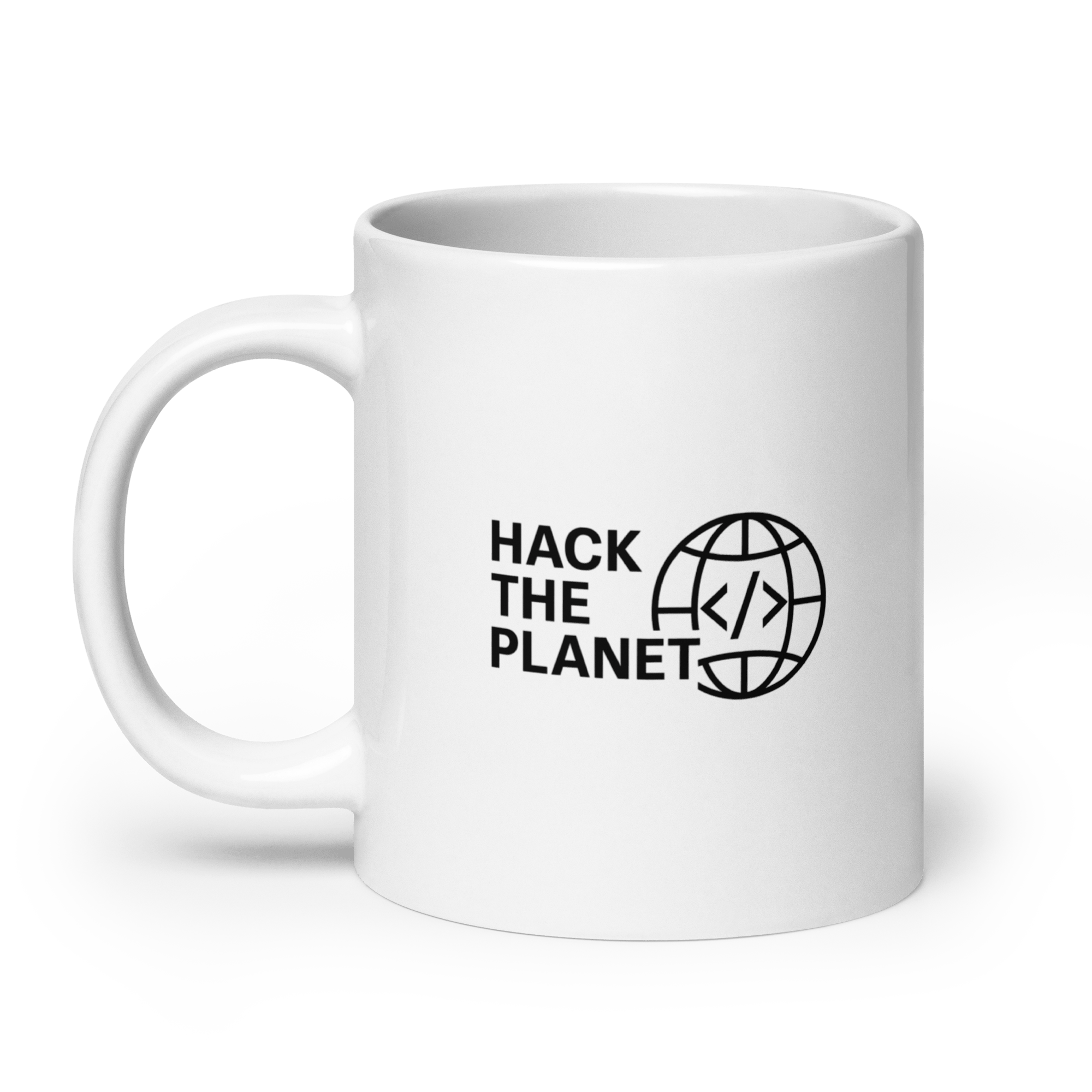 Hack the Planet - biały kubek IT z napisem dla programistów - Owlgorithm