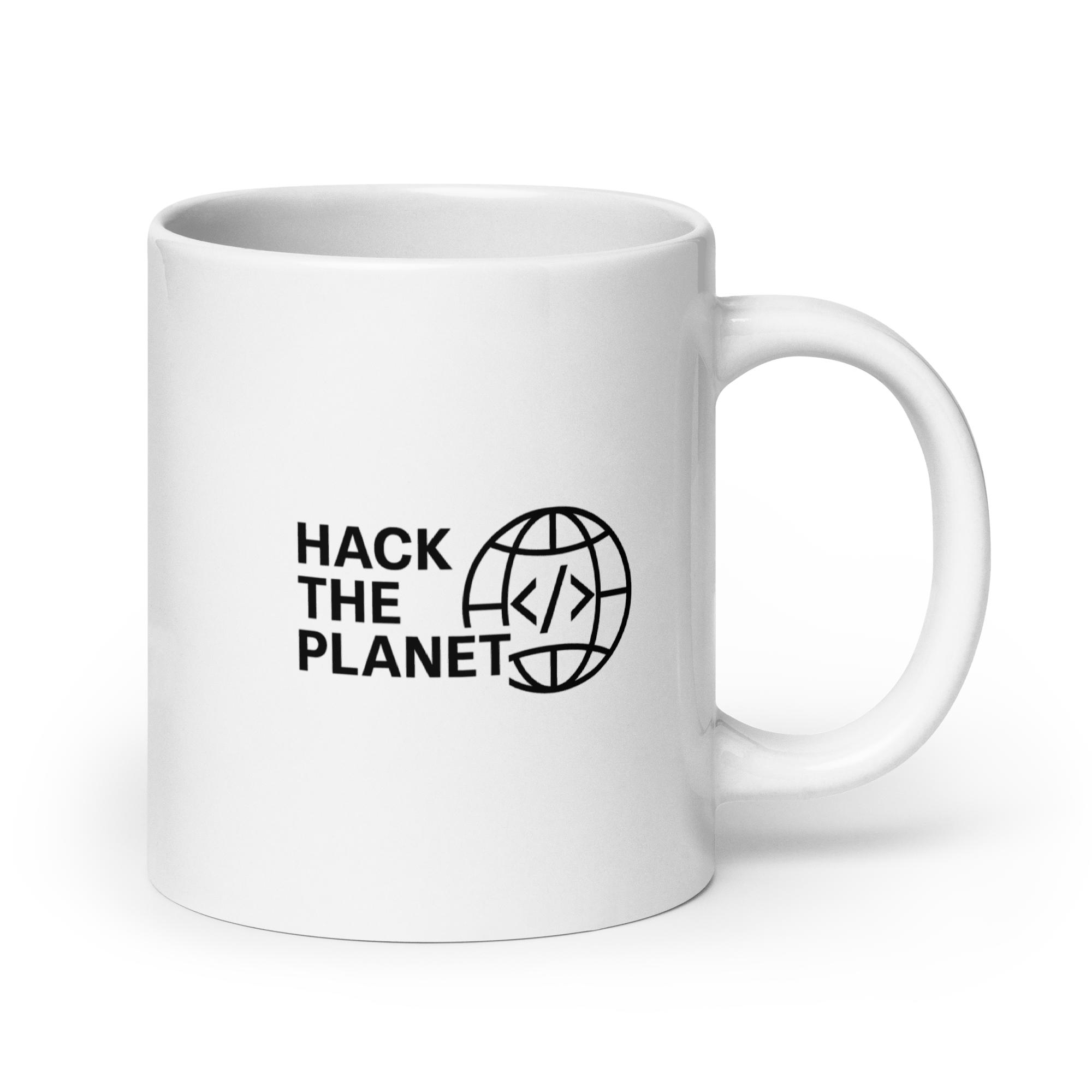 Hack the Planet - biały kubek IT z napisem dla programistów - Owlgorithm