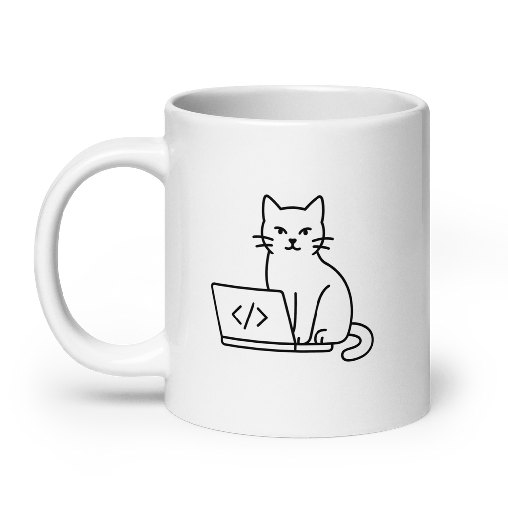 Kot i Mysz - biały kubek dla programisty z nadrukiem IT - Owlgorithm