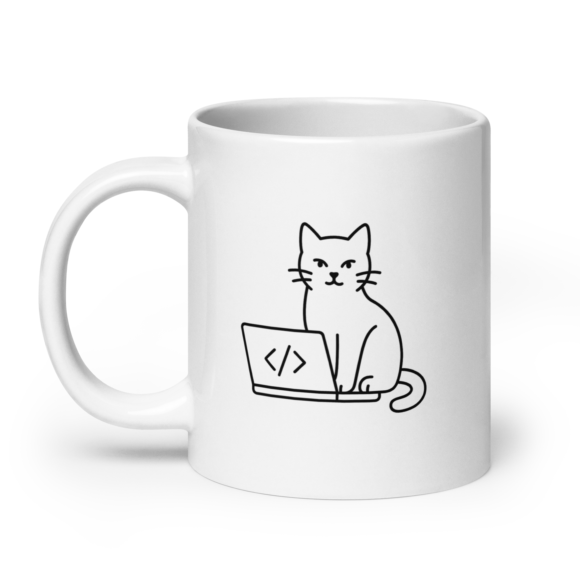Kot i Mysz - biały kubek dla programisty z nadrukiem IT - Owlgorithm