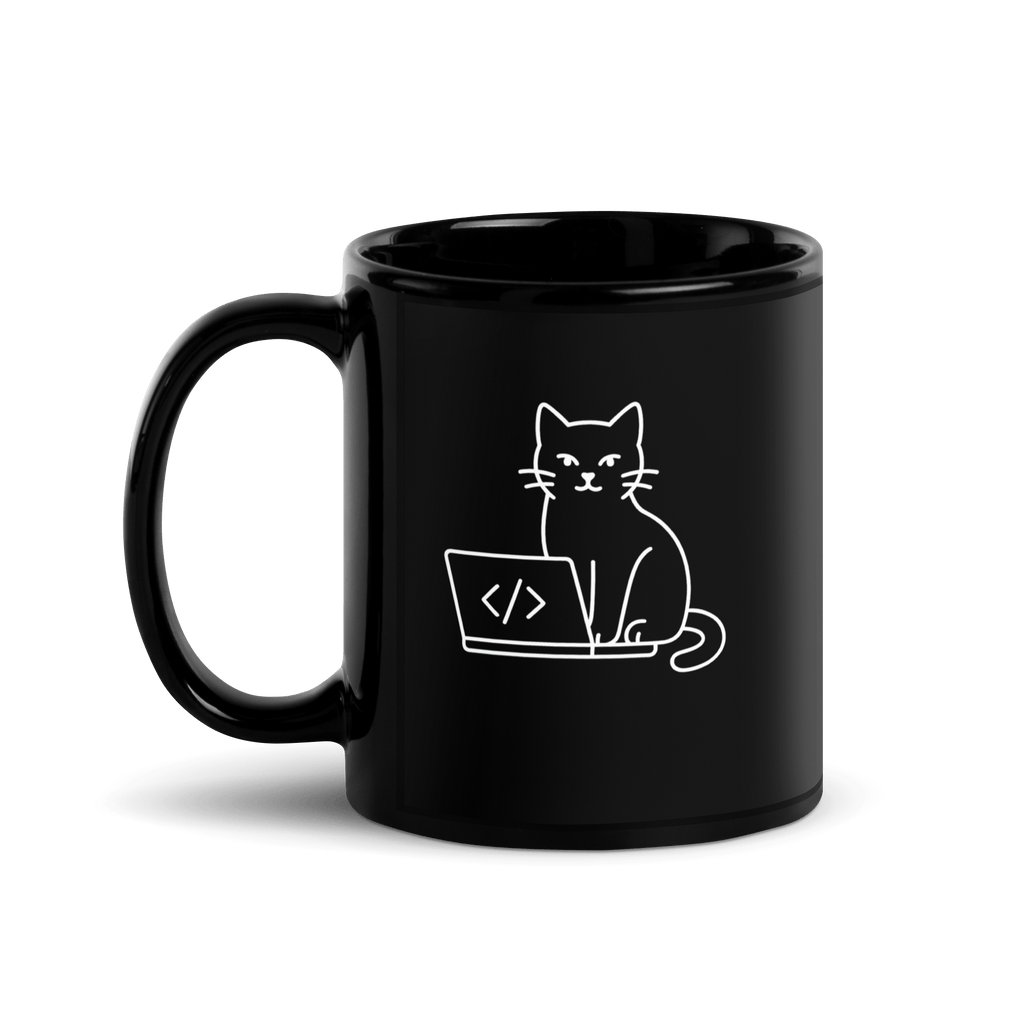 Kot i Mysz - czarny kubek IT z nadrukiem - Owlgorithm