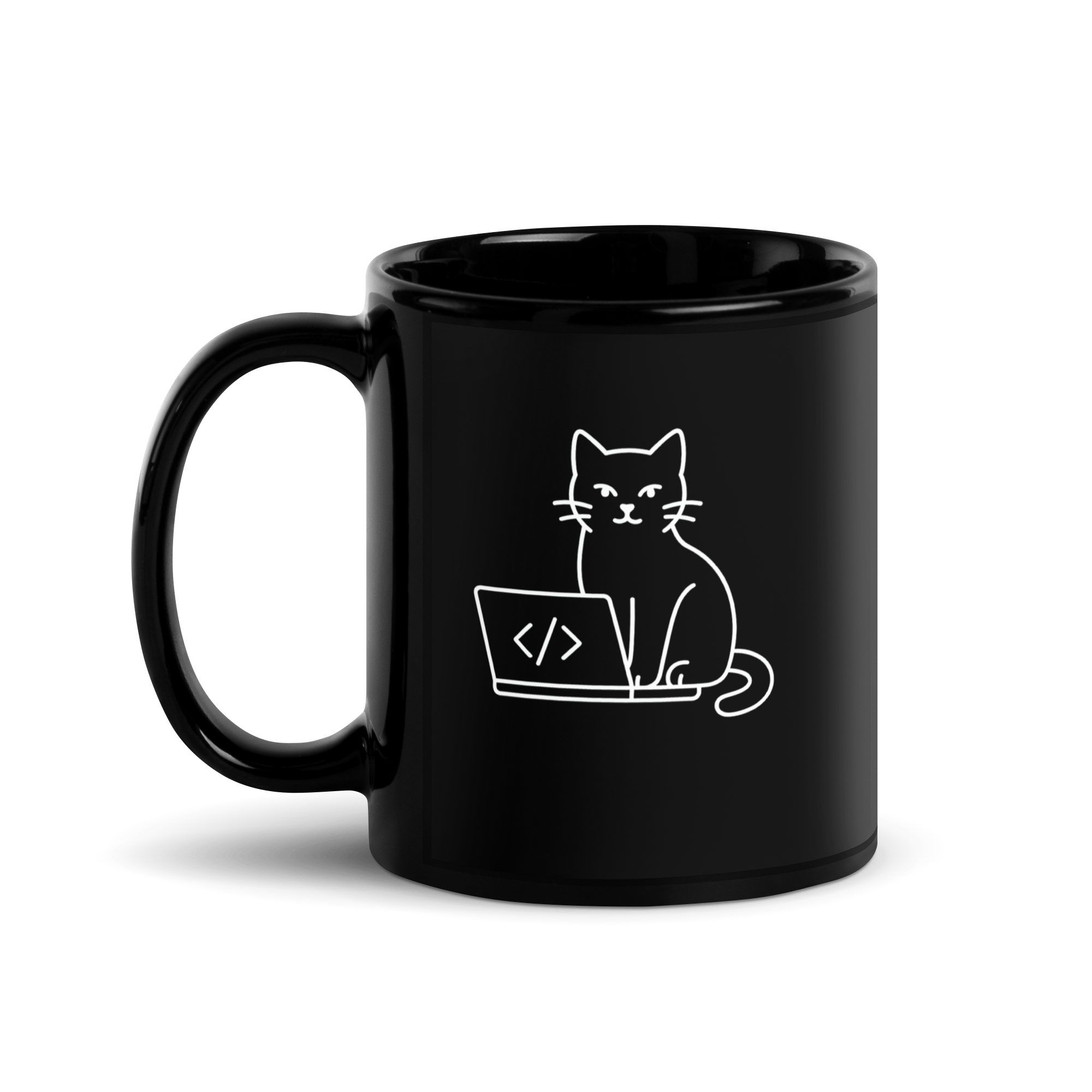 Kot i Mysz - czarny kubek IT z nadrukiem - Owlgorithm