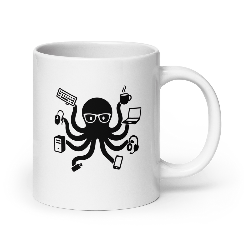 Ośmiornica - biały kubek IT z motywem ośmiornicy - Owlgorithm