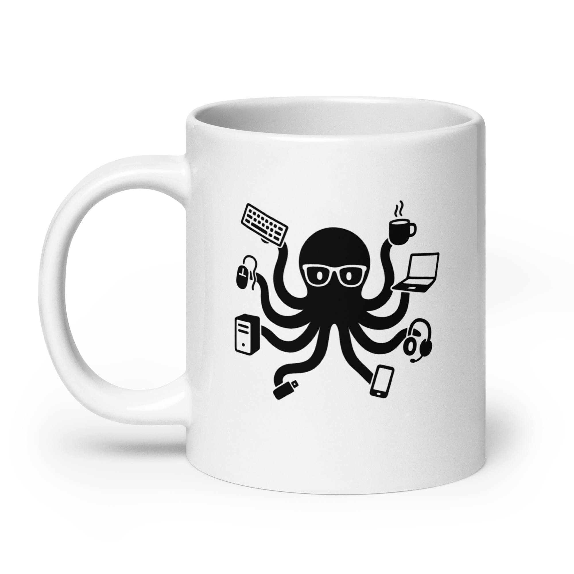 Ośmiornica - biały kubek IT z motywem ośmiornicy - Owlgorithm