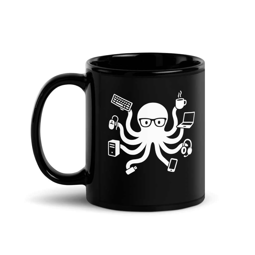 Ośmiornica - czarny kubek IT z motywem ośmiornicy - Owlgorithm
