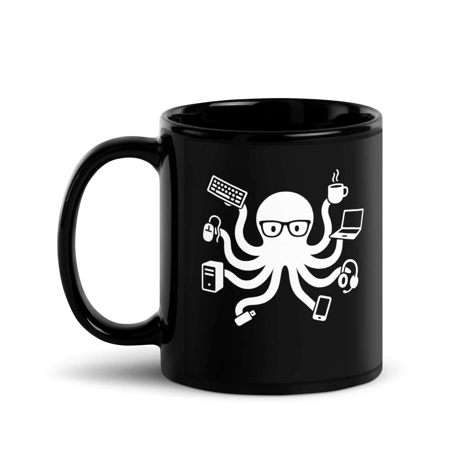 Ośmiornica - czarny kubek IT z motywem ośmiornicy - Owlgorithm